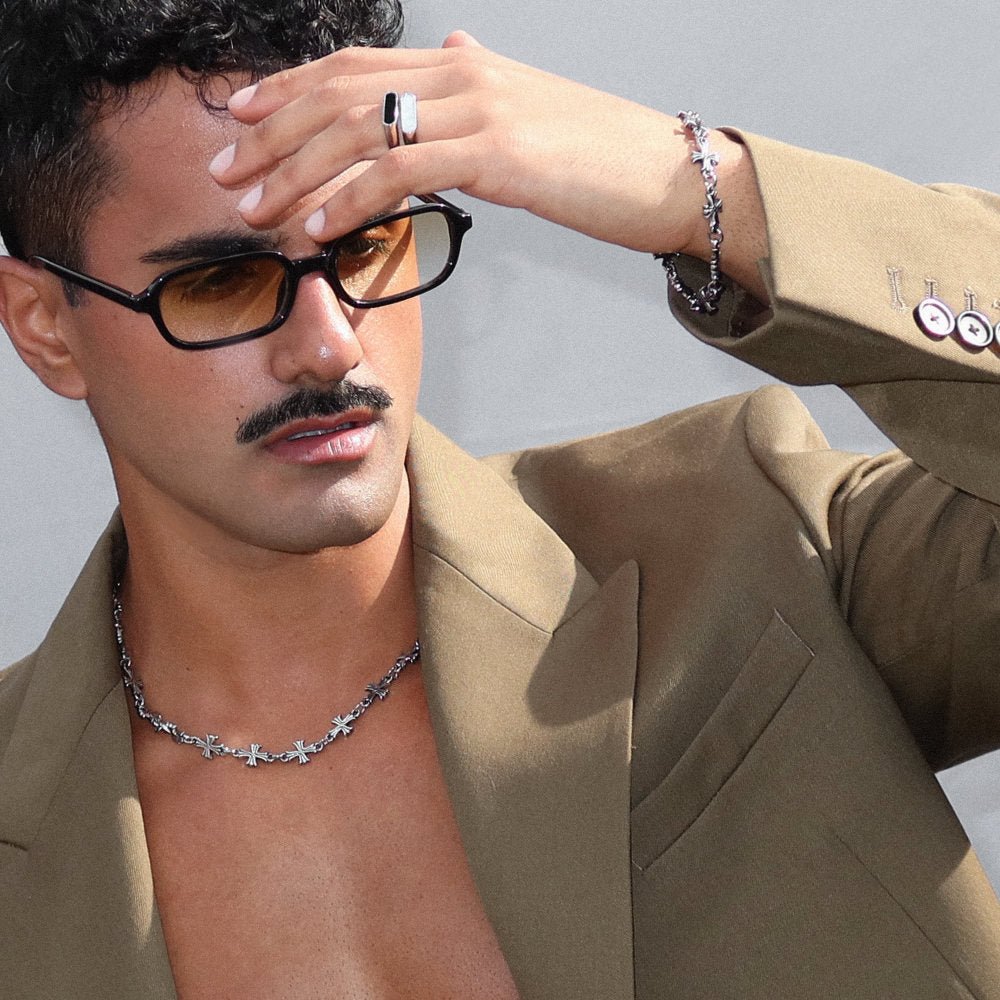 Rush silver bracelet men women trendy popular vintage gothic cross design 