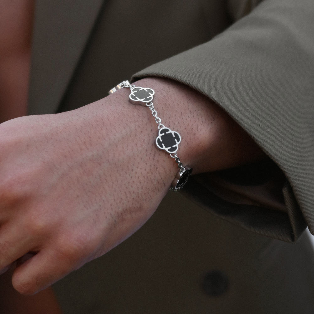 Rush silver clover shiny rich bracelet men women chic trendy popular party bracelet 