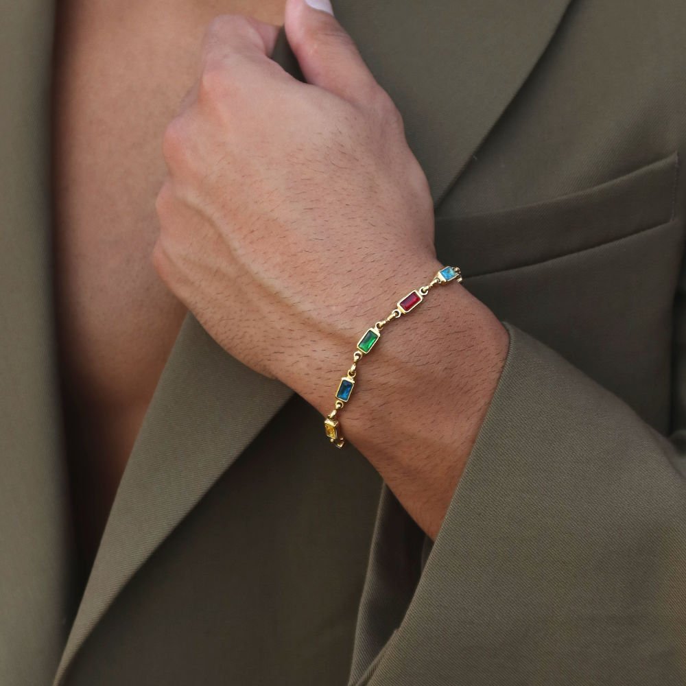 Rush gold gemstones beaded bracelet men women trendy popular chic elegant party 