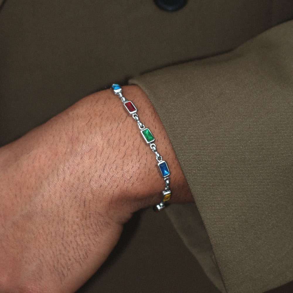 Rush silver gemstones beaded necklace men women trendy popular chic elegant party 