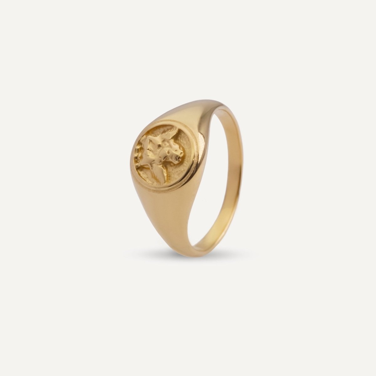 Rush gold ring with an angel design men women trendy cute popular ring 