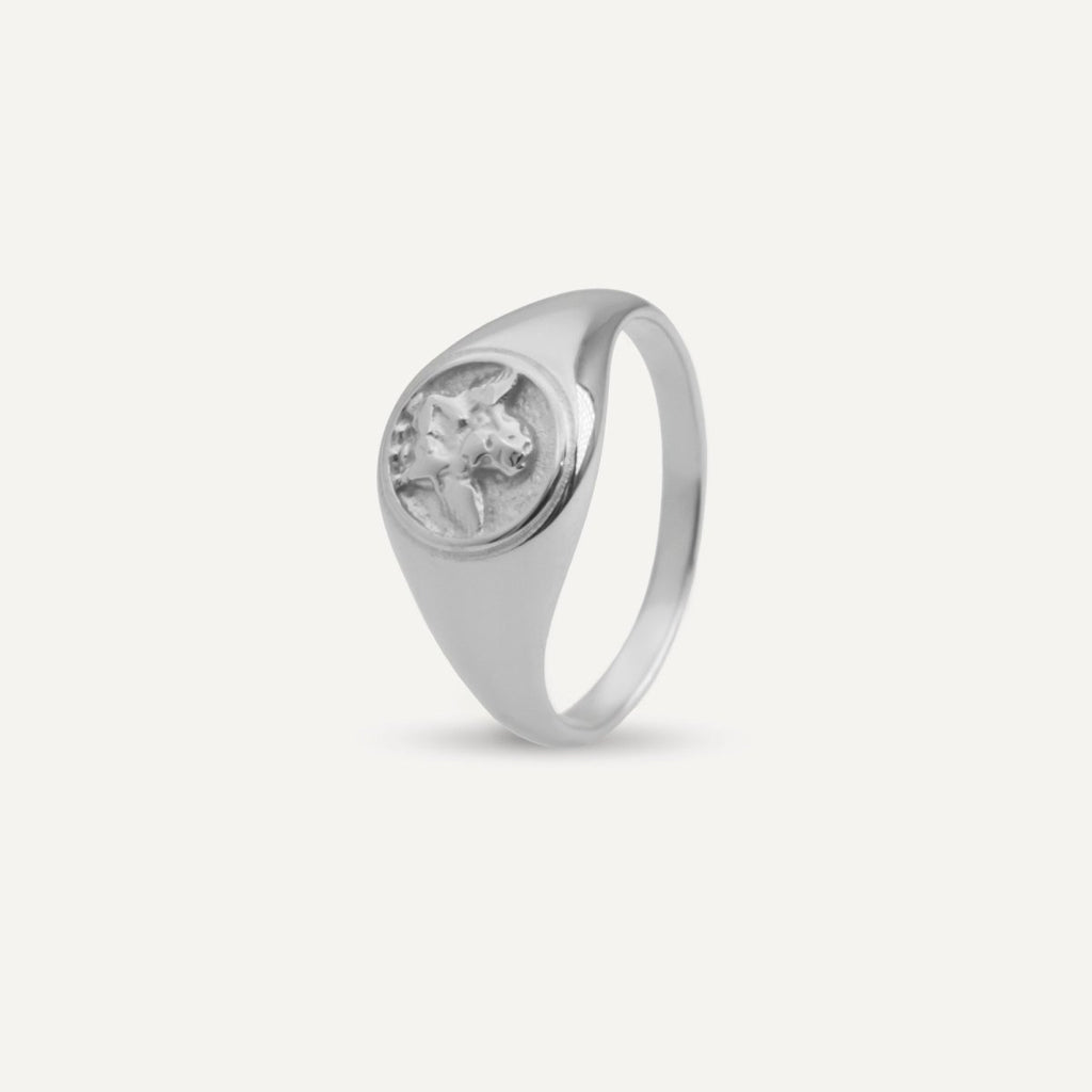 Rush silver ring with an angel design men women trendy cute popular ring 