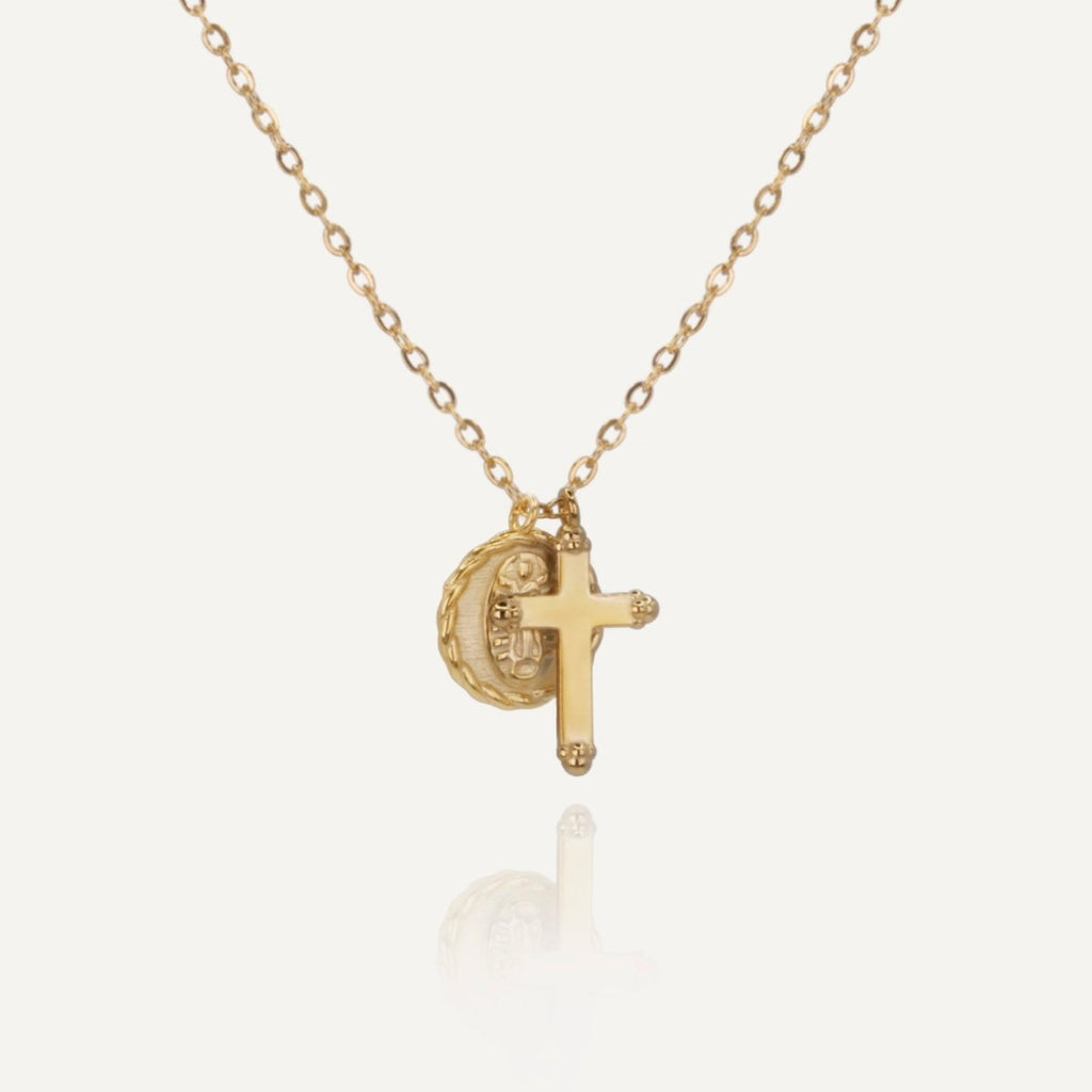 Rush cross necklace with a charm gold men women trendy popular cute delicate 