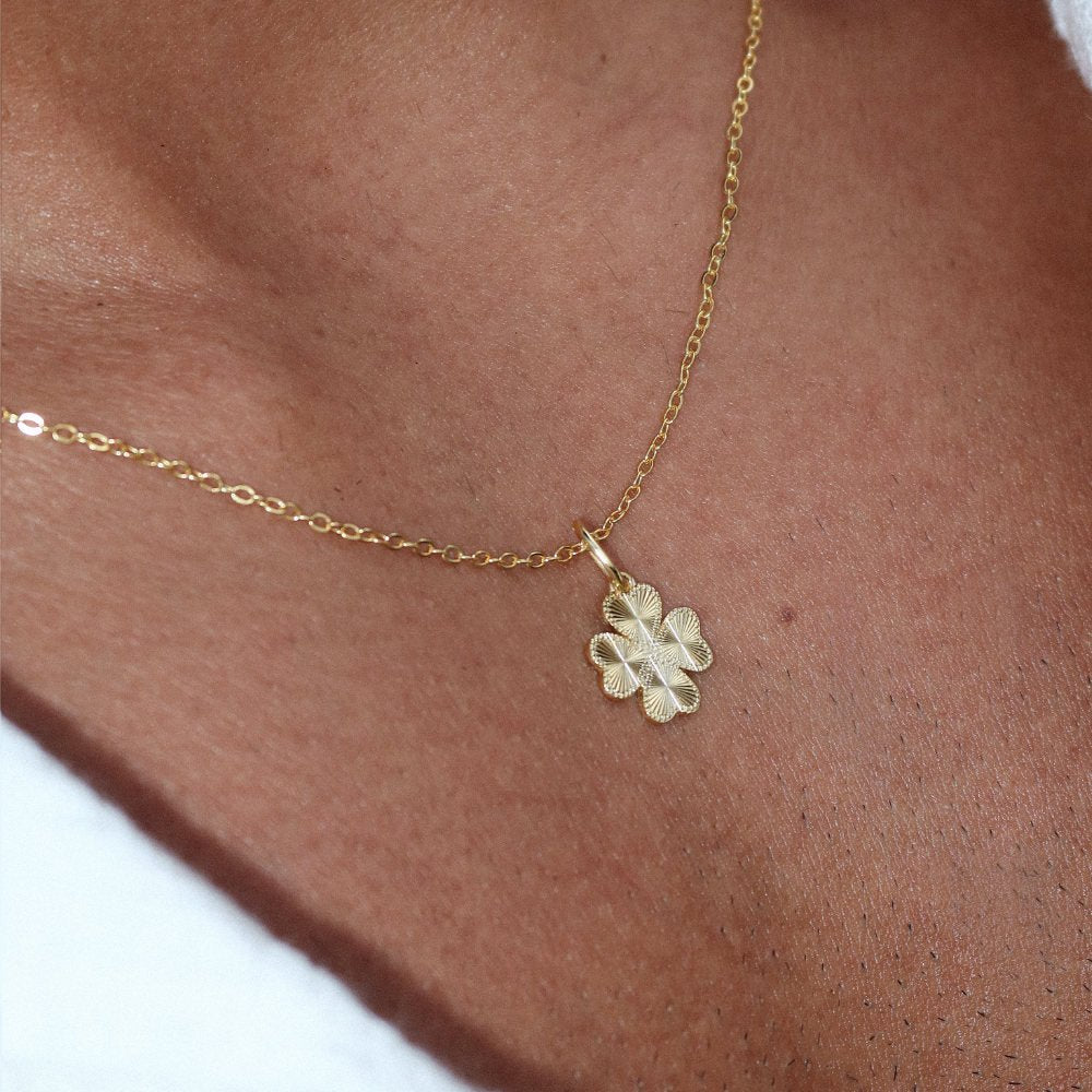 Rush  gold pendant clover necklace men women trendy popular cute shiny 