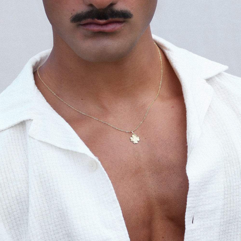 Rush  gold pendant clover necklace men women trendy popular cute shiny 