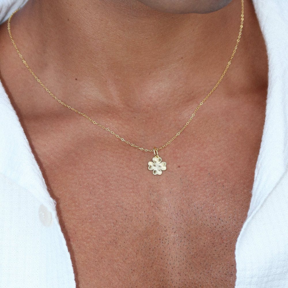 Rush  gold pendant clover necklace men women trendy popular cute shiny 