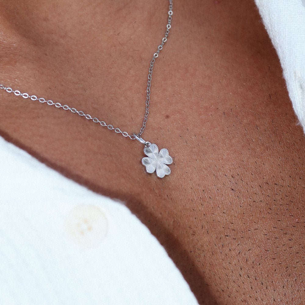 Rush silver pendant clover necklace men women trendy popular cute shiny 