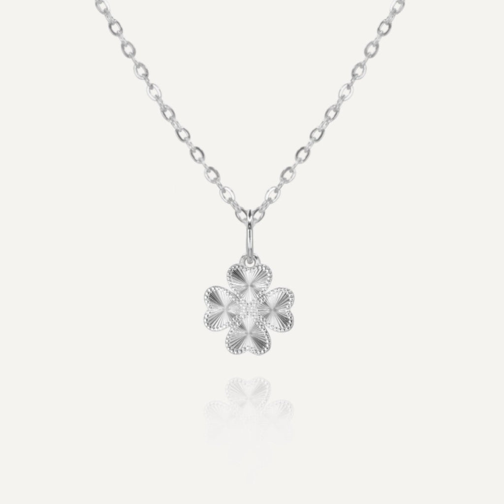 Rush silver pendant clover necklace men women trendy popular cute shiny 