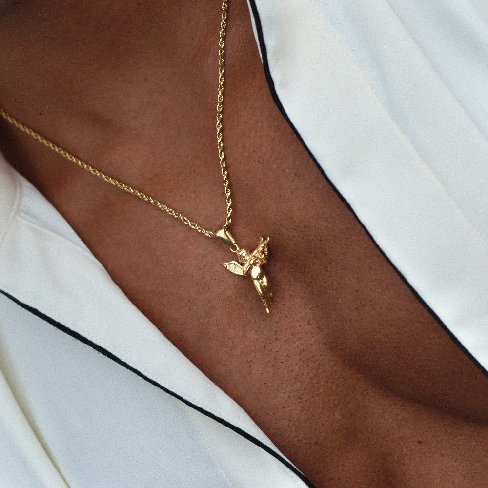 Rush gold angel pendant trendy popular necklace men women 