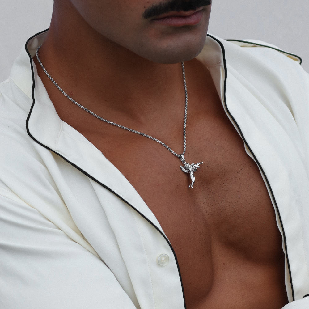 Rush Silver angel pendant trendy popular necklace men women 