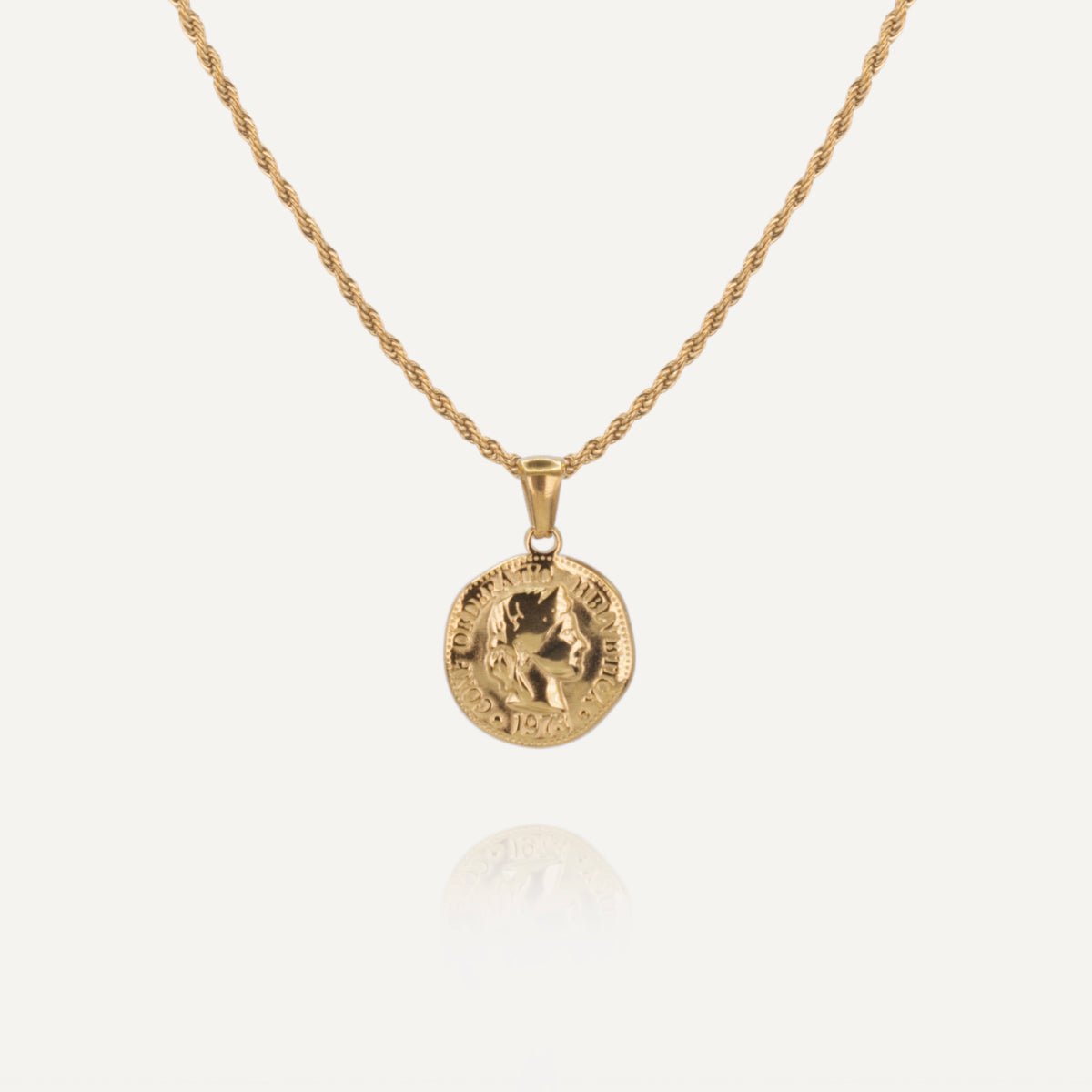 Rush gold pendant necklace men women trendy popular coin charm necklace 