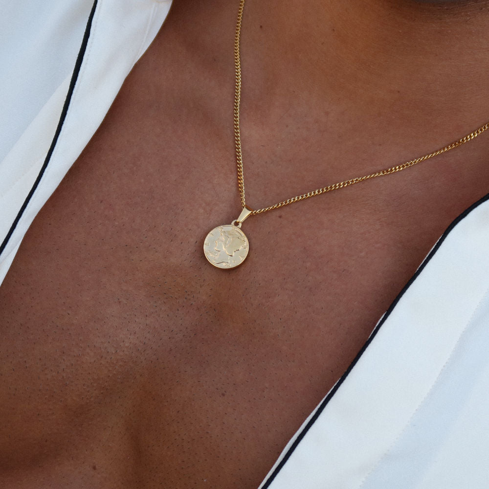 Rush gold pendant necklace men women trendy popular coin charm necklace 