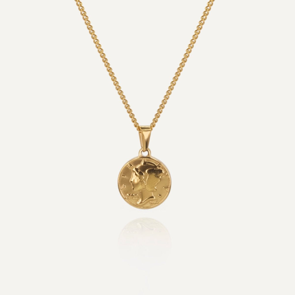 Rush gold pendant necklace men women trendy popular coin charm necklace 