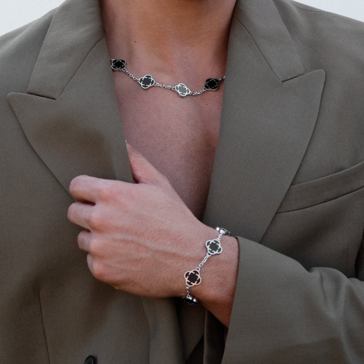 Rush silver clover shiny rich bracelet men women chic trendy popular party bracelet 