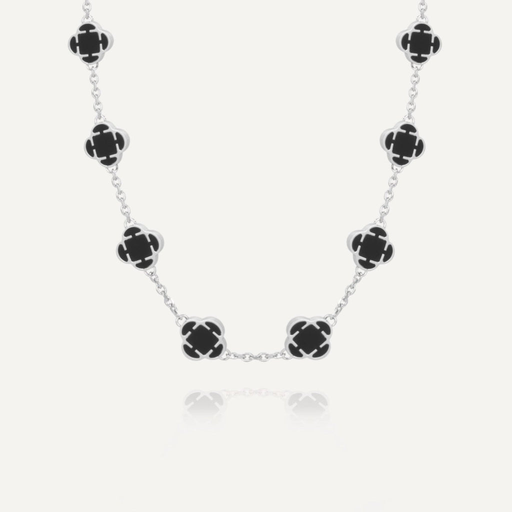 Rush silver clover shiny rich necklace men women chic trendy popular party necklace 