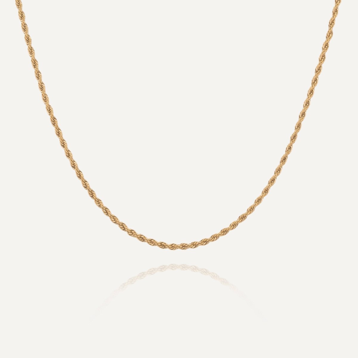 men women Rush Rope chain 2mm gold trendy popular necklace Unisex gold twisted rope bracelet from Rush featuring interwoven links with a sleek polished surface, perfect for layering or solo styling.