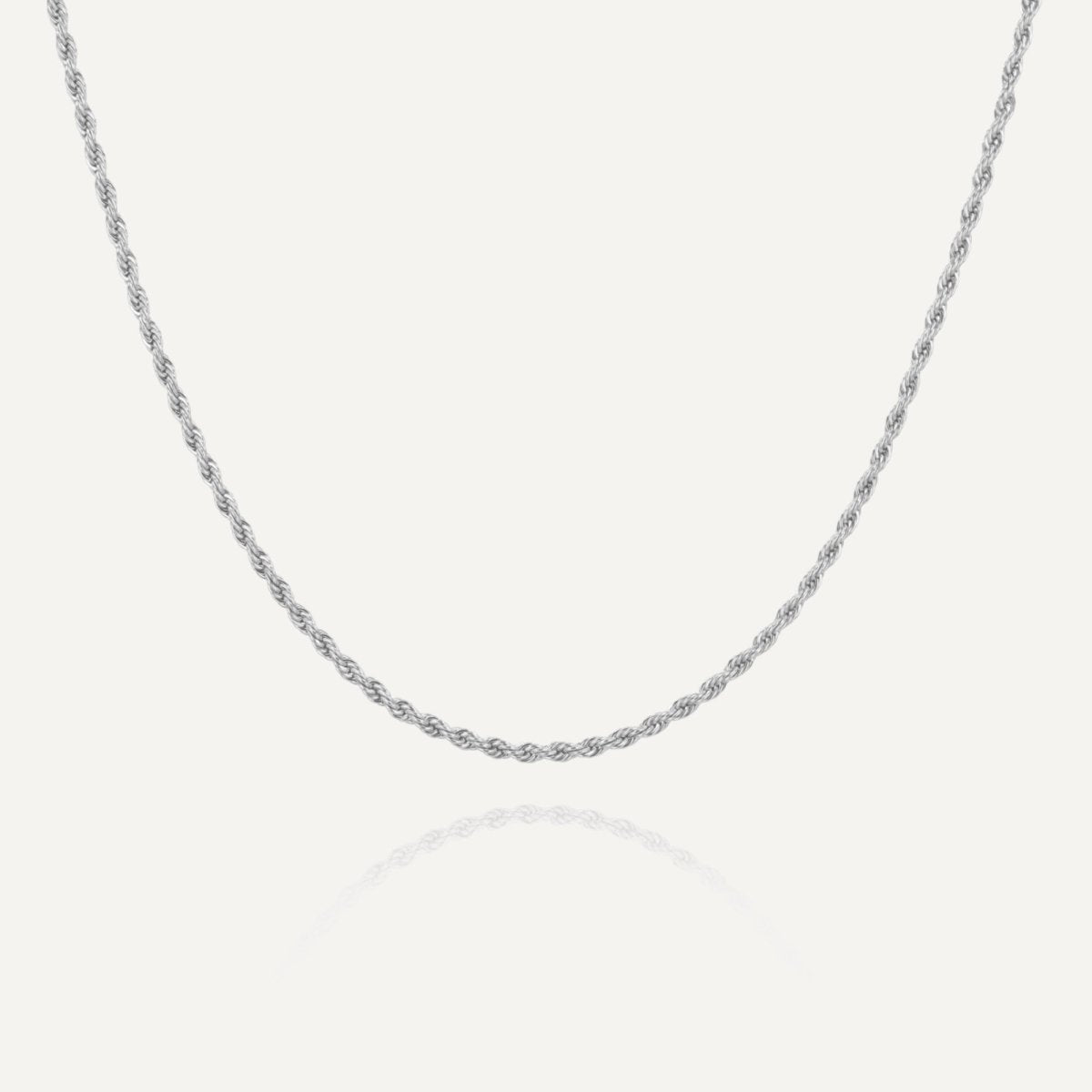 men women Rush Rope chain 2mm Silver trendy popular necklace Unisex silver twisted rope bracelet from Rush featuring interwoven links with a sleek polished surface, perfect for layering or solo styling.