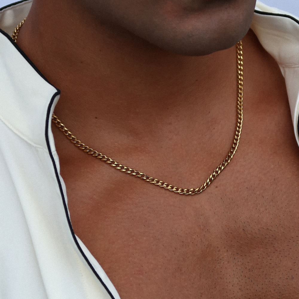Rush Cuban Chain 4mm gold Men Women Trendy popular necklace