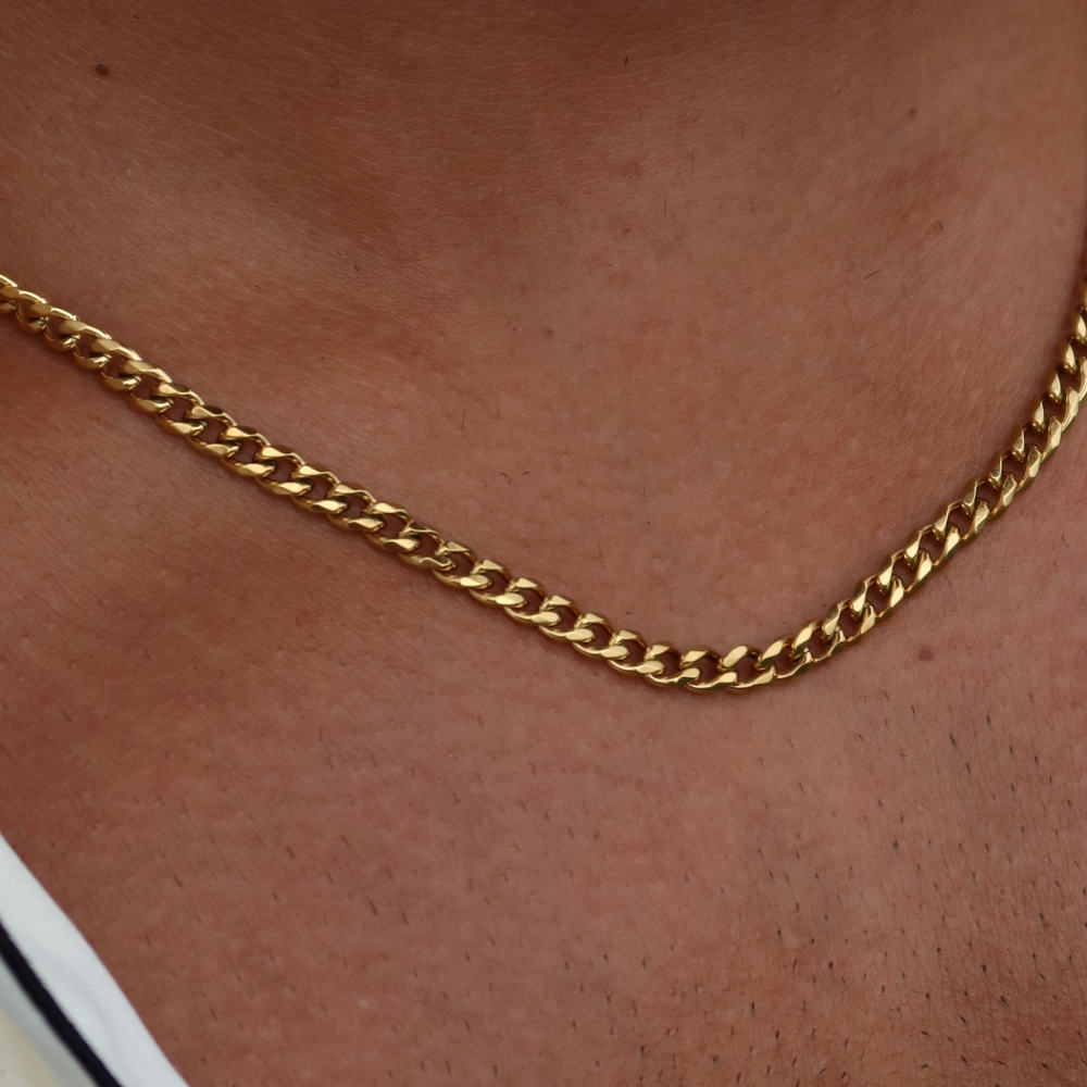 Rush Cuban Chain 4mm gold Men Women Trendy popular necklace