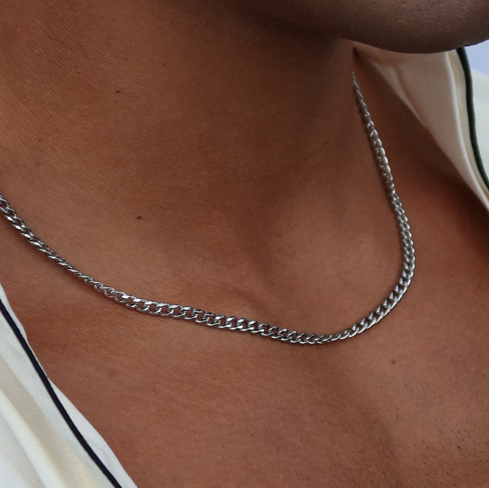 Rush Cuban Chain 4mm Silver Men Women Trendy popular necklace