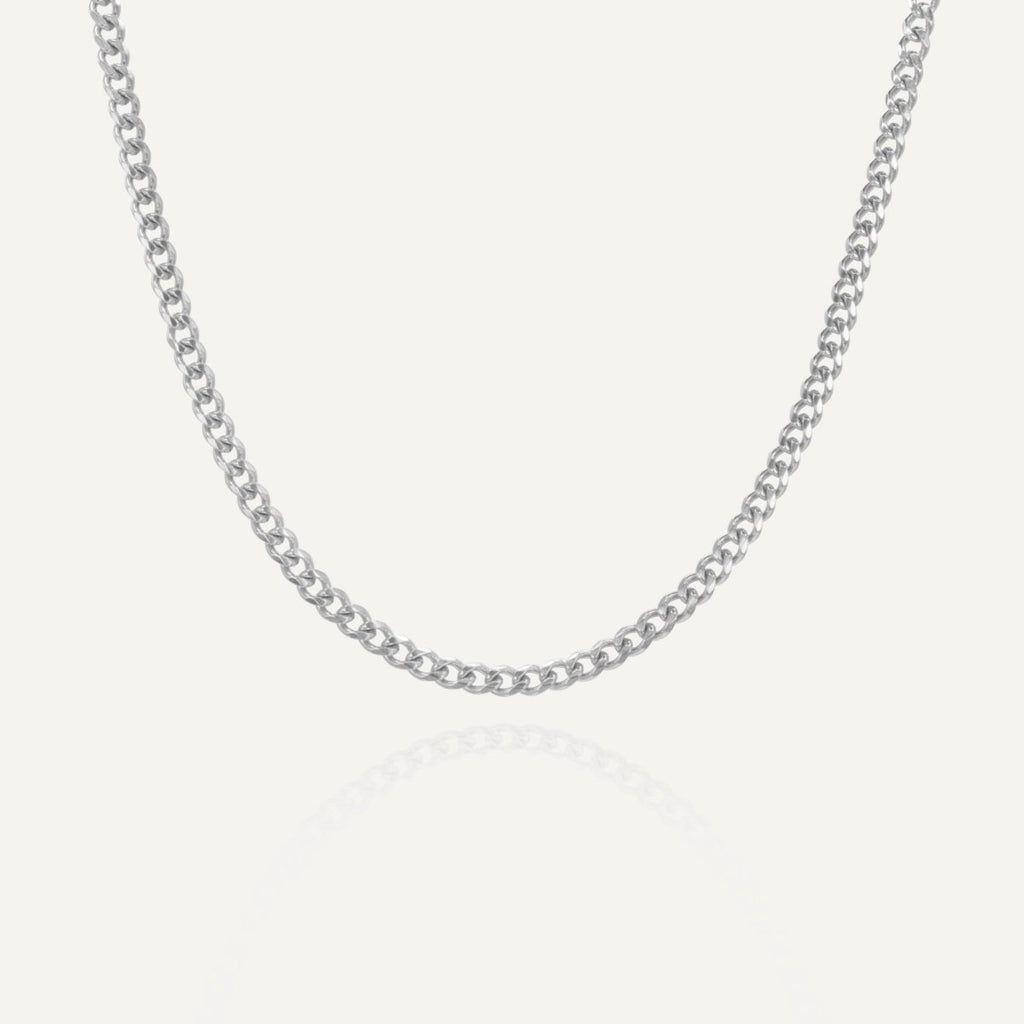 Rush Cuban Chain 4mm Silver Men Women Trendy popular necklace