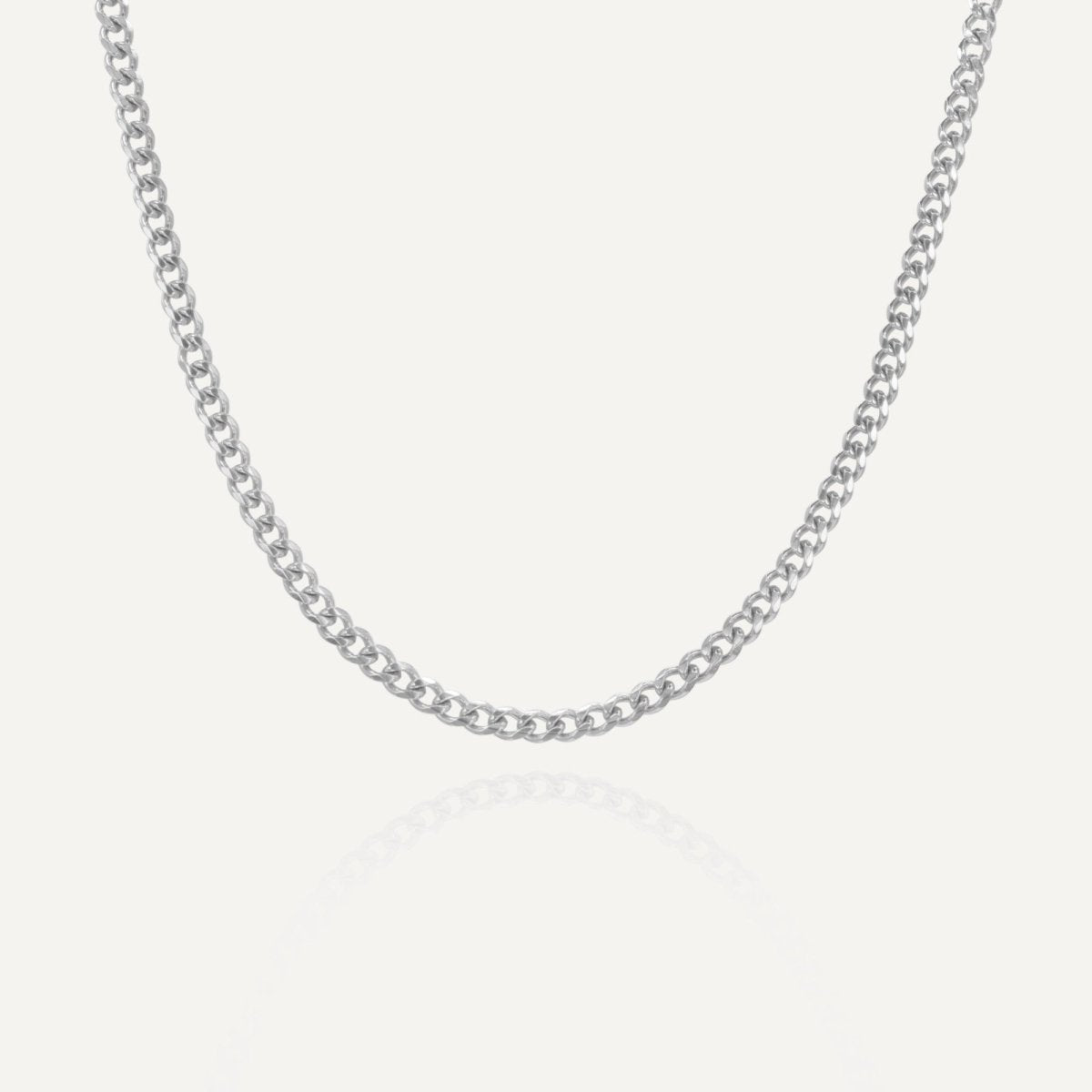 Rush Cuban Chain 4mm Silver Men Women Trendy popular necklace