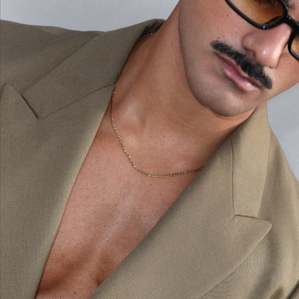 Rush men women figaro chain 2mm gold trendy popular necklace