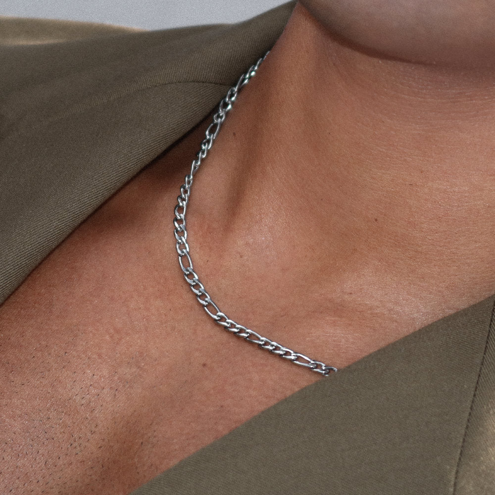 men women figaro rush chain 4mm silver trendy popular necklace