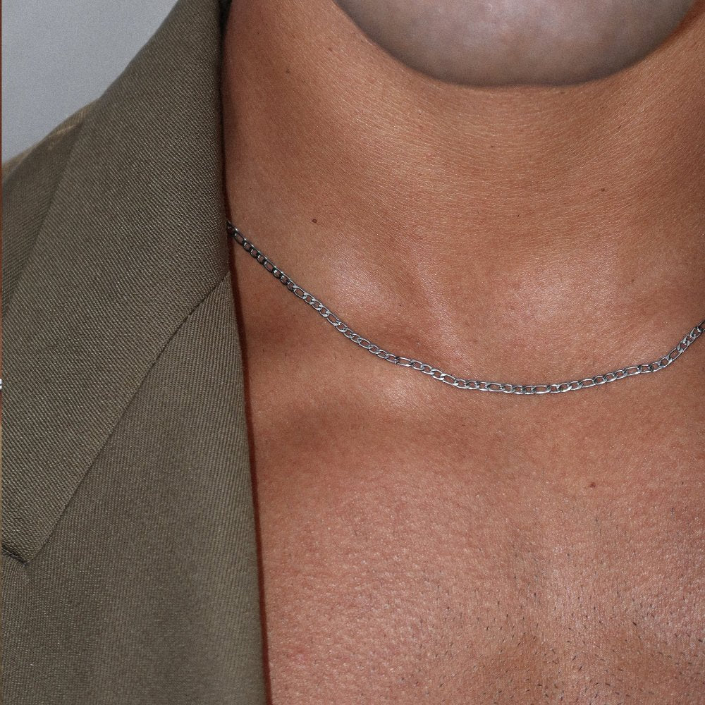 Rush men women figaro chain 2mm silver trendy popular necklace