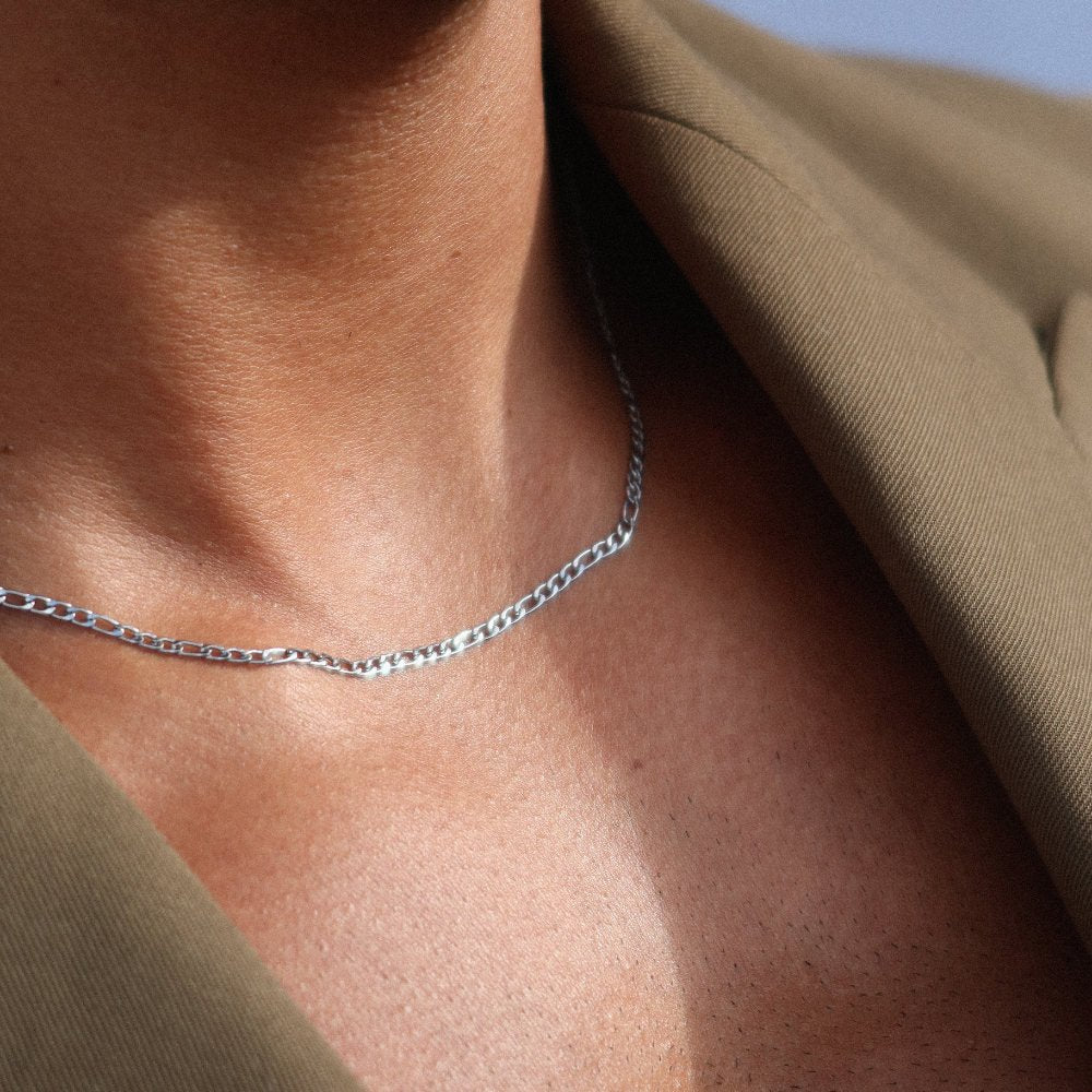 Rush men women figaro chain 2mm silver trendy popular necklace