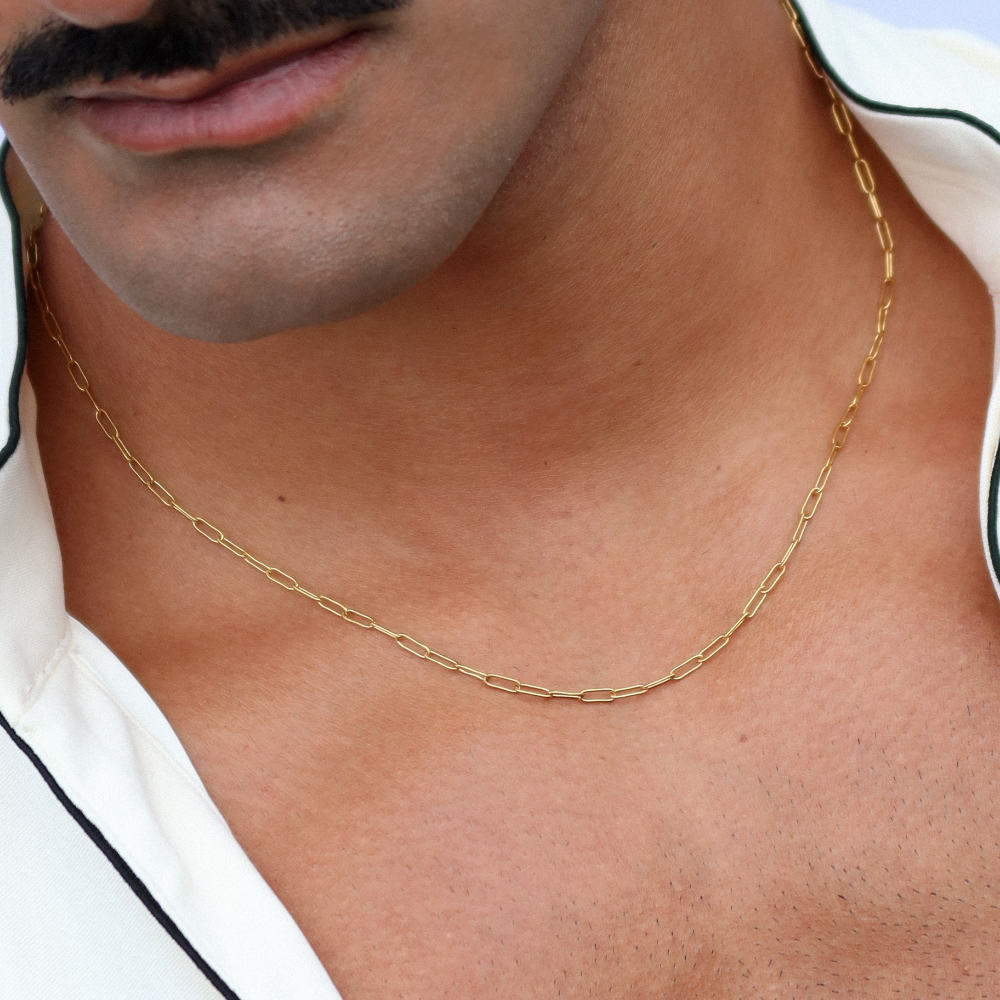 Rush paper clip chain gold men women popular trendy necklace