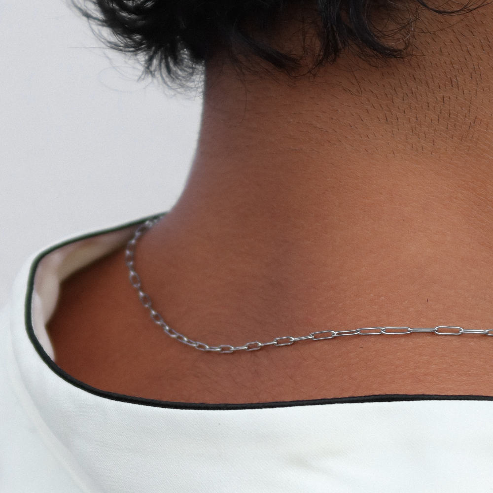 Rush paper clip chain silver men women popular trendy necklace
