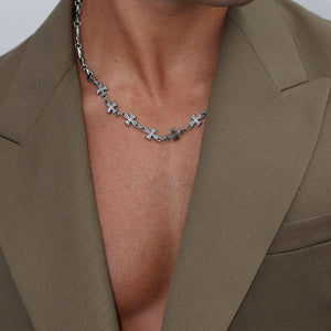 Rush silver necklace men women trendy popular vintage cross design 