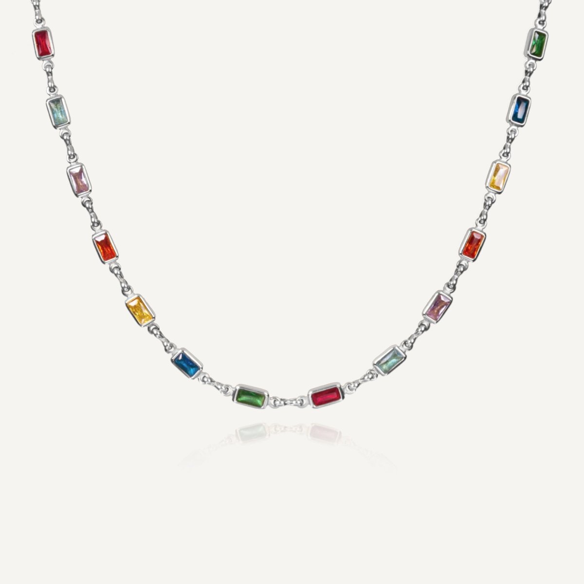 Rush Silver gemstones beaded necklace men women trendy popular chic elegant party 