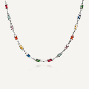 Rush Silver gemstones beaded necklace men women trendy popular chic elegant party 