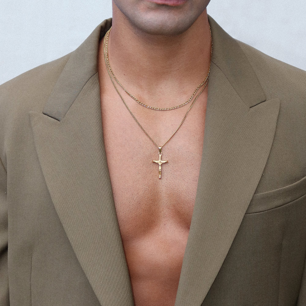 Rush gold cross necklace set popular trendy crucifix set men women 