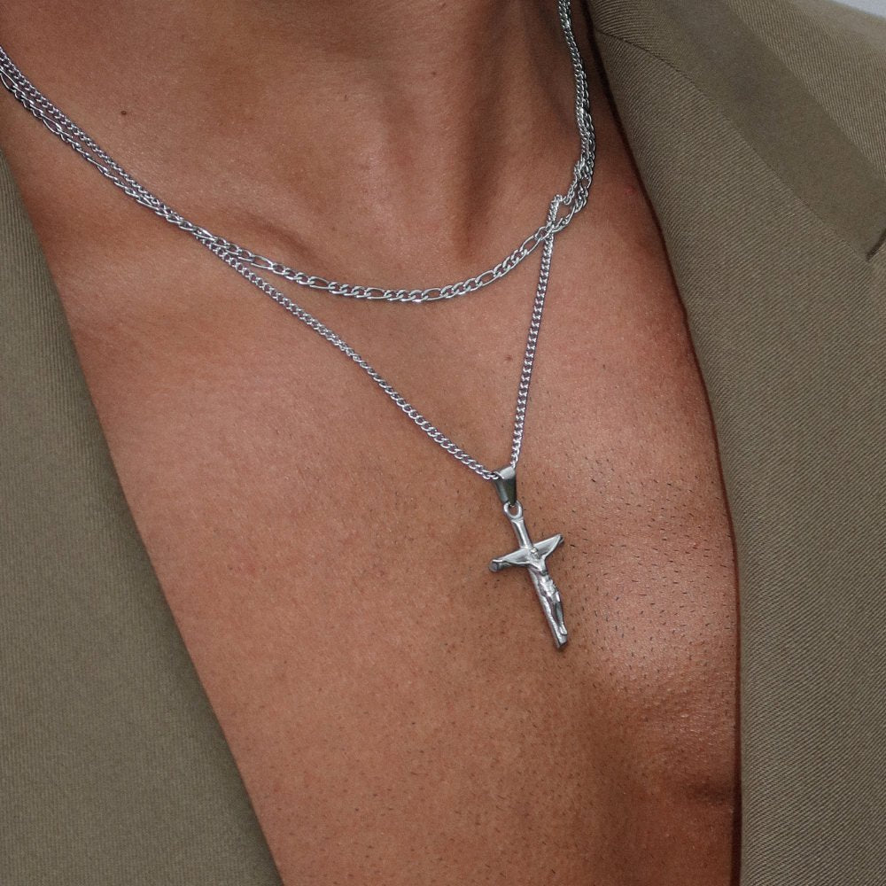 Rush gold cross necklace set popular trendy crucifix set men women 