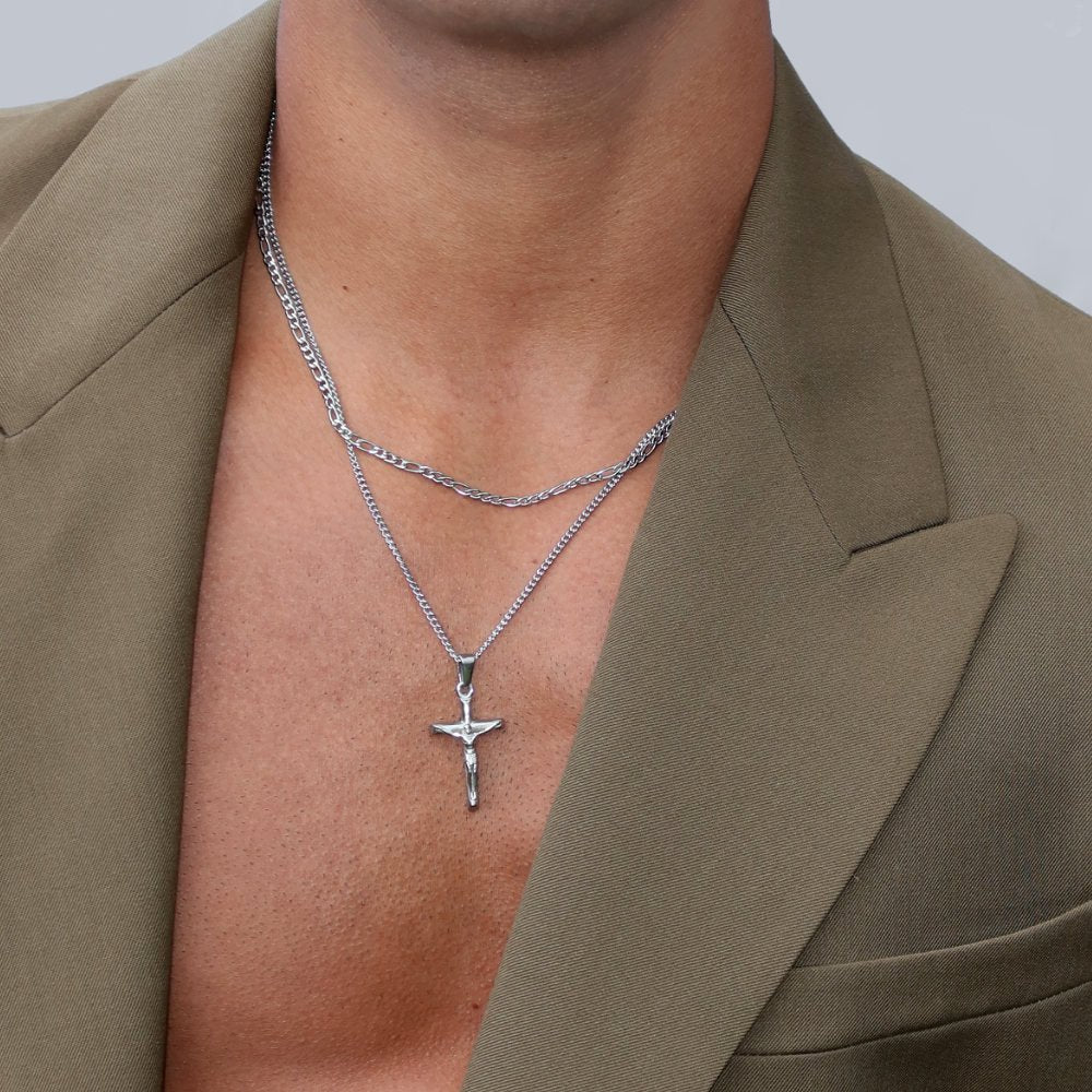 Rush gold cross necklace set popular trendy crucifix set men women 