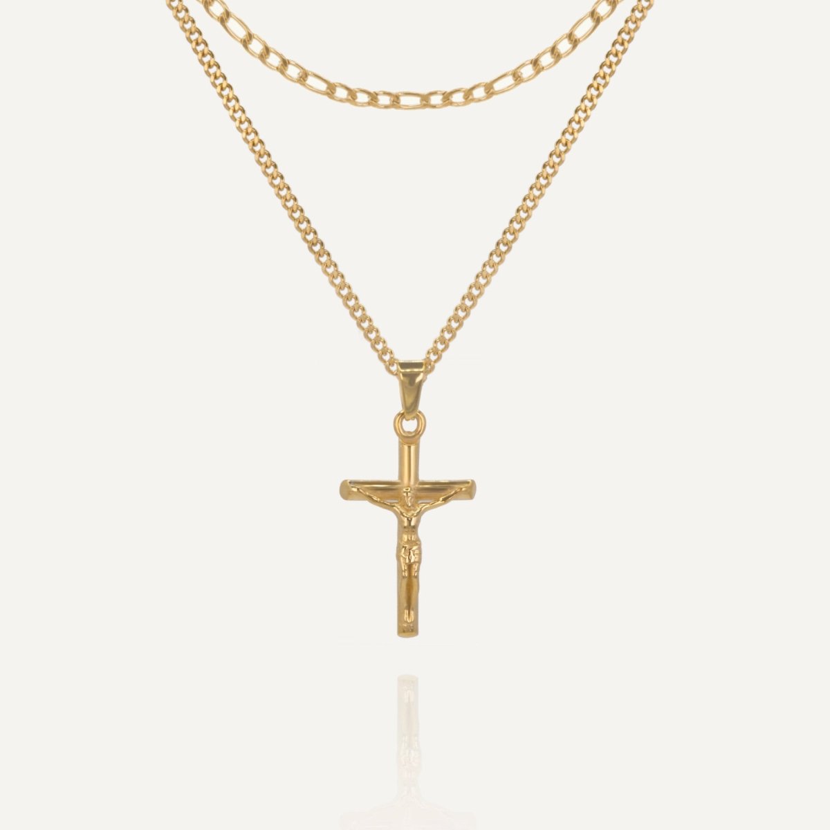 Rush gold cross necklace set popular trendy crucifix set men women 