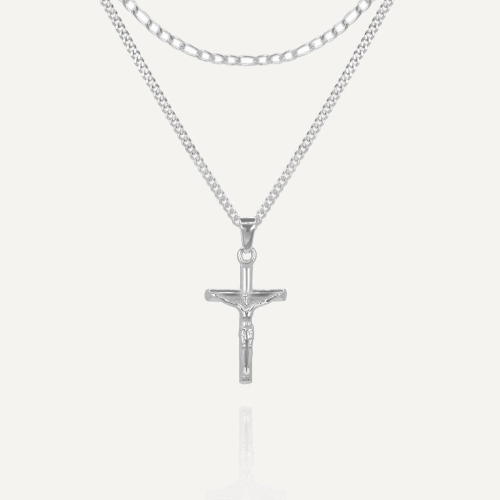 Rush silver cross necklace set popular trendy crucifix set men women 