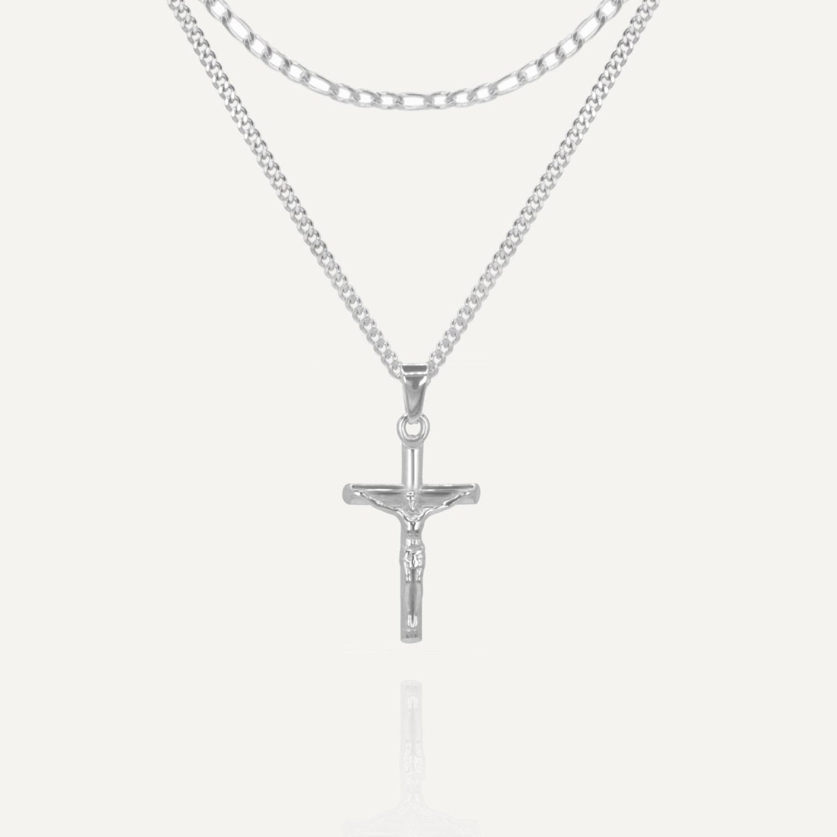 Rush silver cross necklace set popular trendy crucifix set men women 