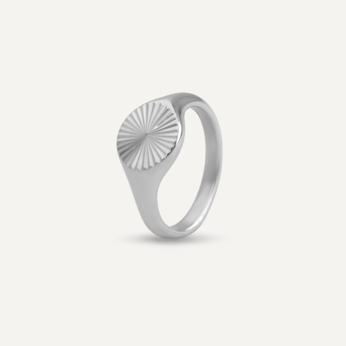 Rush silver ring with sunburst men women trendy popular sleek ring