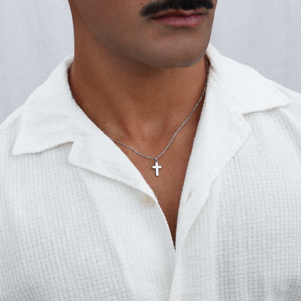 Rush cross silver necklace men women trendy popular 