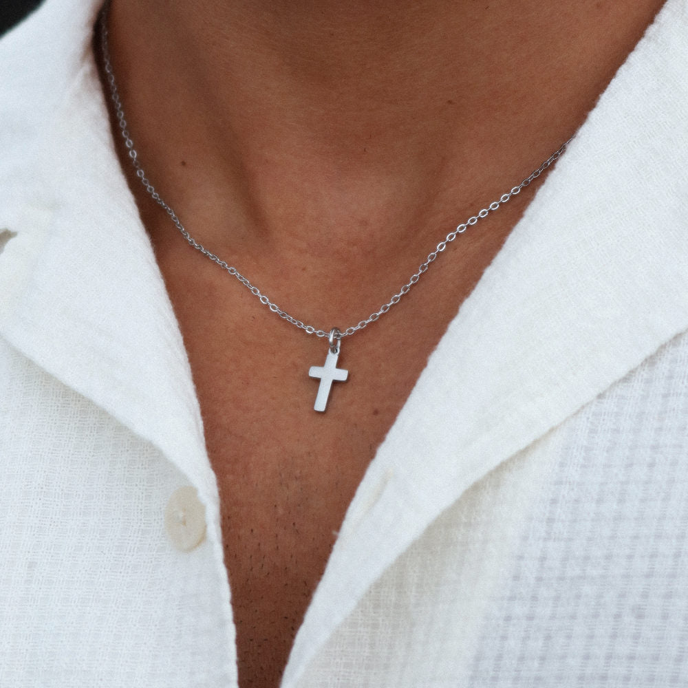 Rush cross silver necklace men women trendy popular 