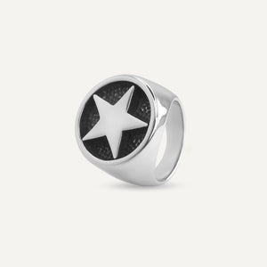 Rush silver big ring with a star design men women trendy popular bold ring 