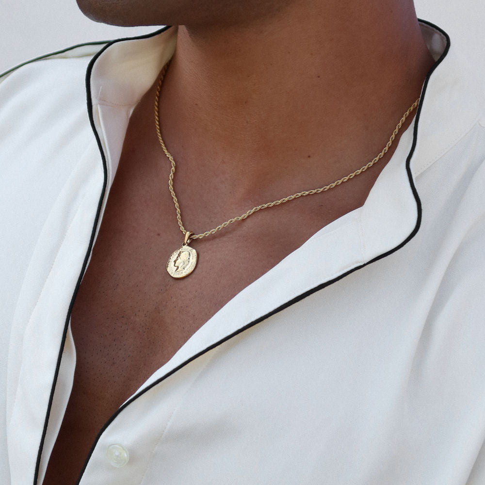 Rush gold pendant necklace men women trendy popular coin charm necklace 