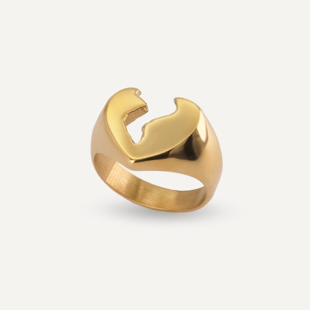 Rush gold ring with a heartbroken design men women trendy popular sleek ring 