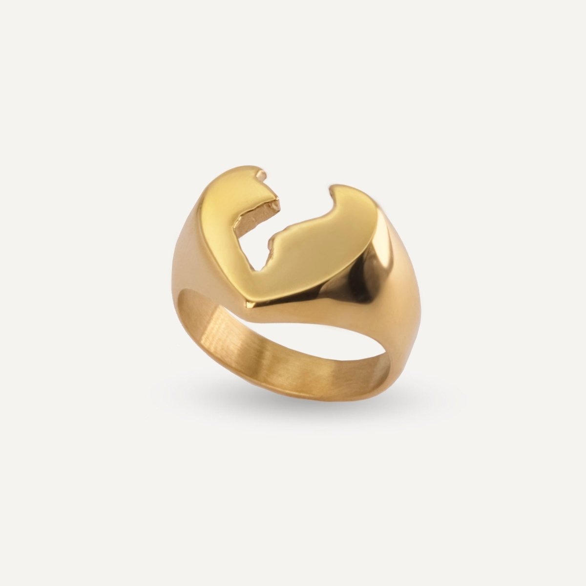 Rush gold ring with a heartbroken design men women trendy popular sleek ring 