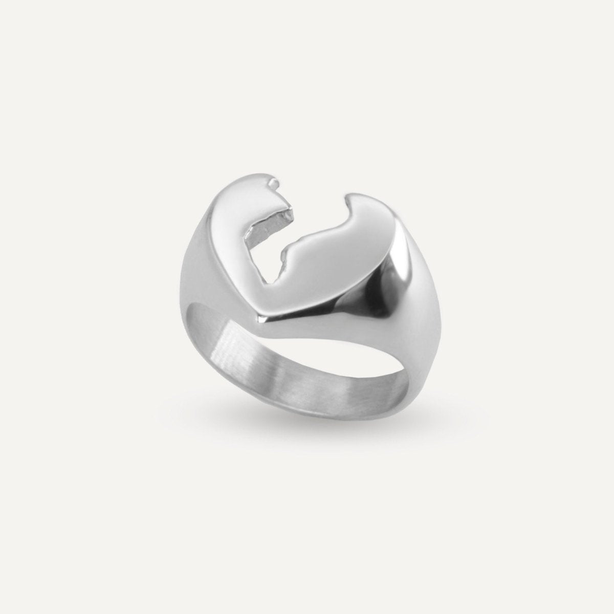 Rush silver ring with a heartbroken design men women trendy popular sleek ring 