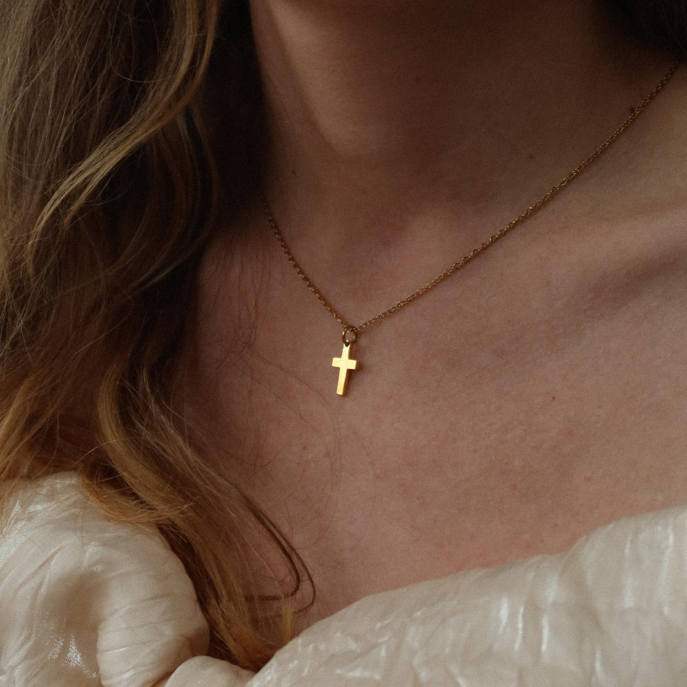 Rush cross gold necklace men women trendy popular 